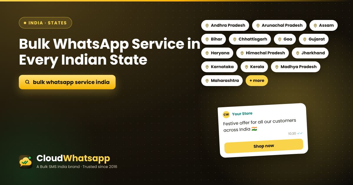 Bulk WhatsApp service in every Indian state with Cloud WhatsApp