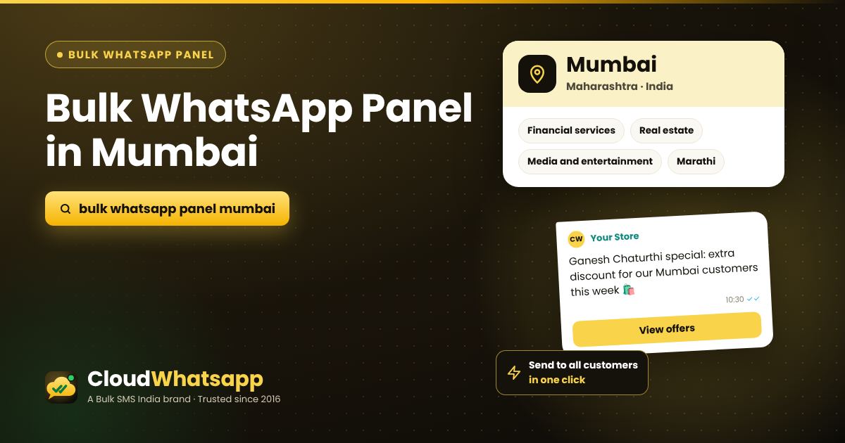 Bulk WhatsApp panel in Mumbai, Maharashtra — send offers, images and PDFs in one click
